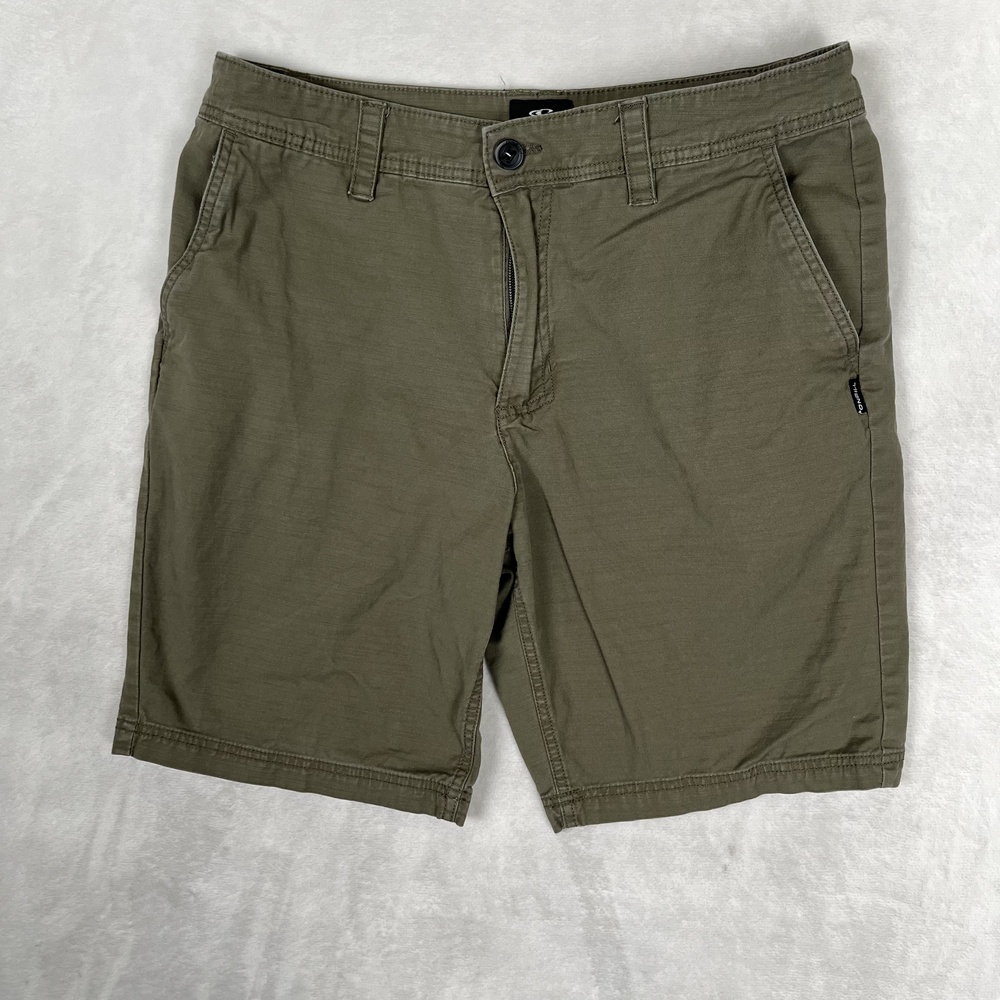 O'Neill Shorts Mens 34 Green Chino Standard Fit 9 Inseam Flat Front Casual